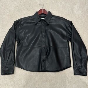 COPY - Aritzia faux leather shirt jacket. Color black. Worn once. Size S.